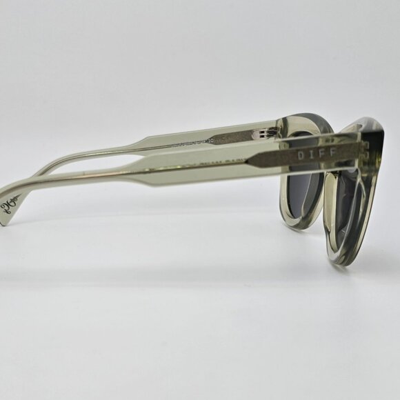 Diff Eyewear Jagger Crystal Olive Frame Silver Mirror Lens Cat Eye Sunglasses - Picture 5 of 15